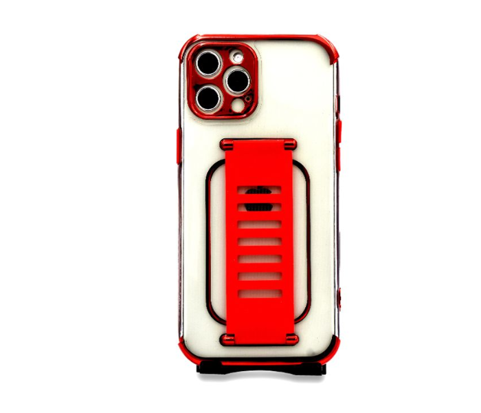 Grip2U GR-1307 Transparent Case With Finger Grip For iPhone 12 Pro - Red - Zoom Image