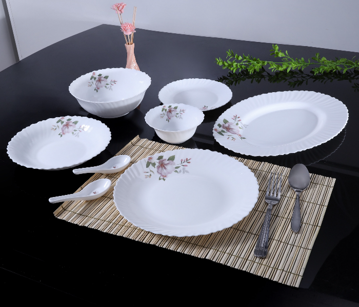 Royalford RF8985 34 Pieces Opal Ware Dinnerware Sets - White - Zoom Image 2