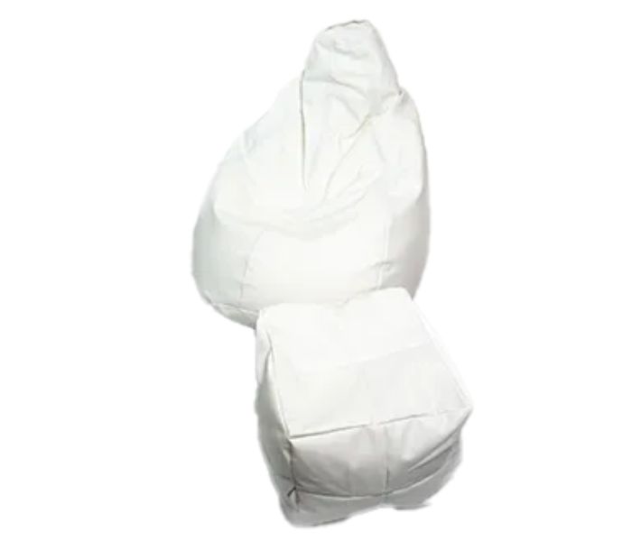 Watiaa Tear Drop Design Triple Stitched Bean Bag with Pouffe XXXL - White - Zoom Image