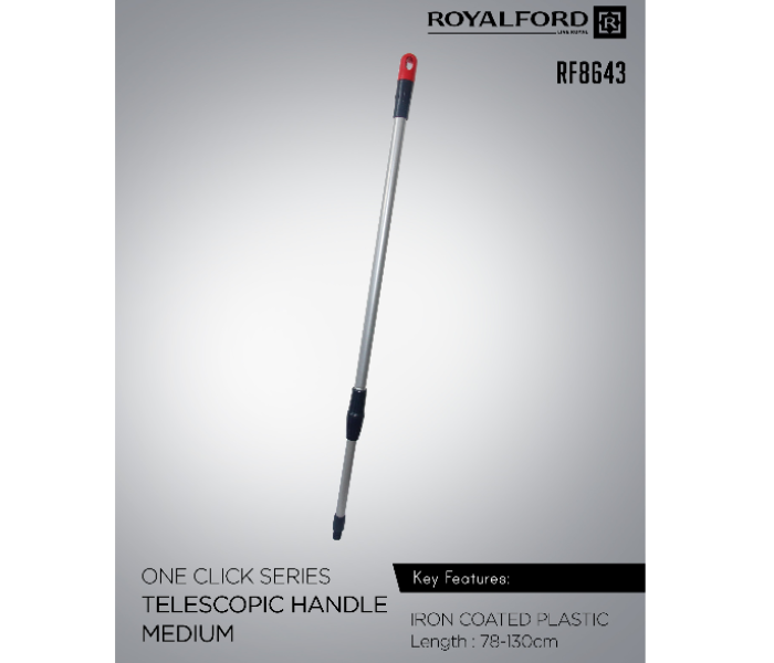 Royalford RF8643 One Click Medium Telescopic Handle - Silver - Zoom Image 3