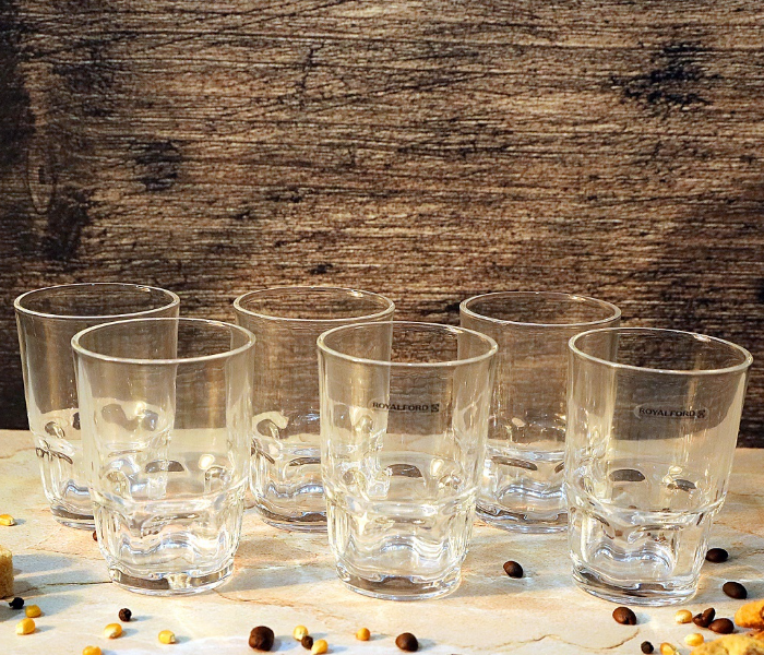 Royalford RF1096-GT6 8 oz Glass Tumbler - 6 Pieces - Zoom Image 1