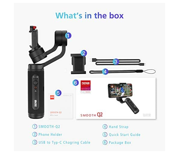 Zhiyun SM106 Smooth Q2 Smartphone Gimbal  - Black - Zoom Image 5