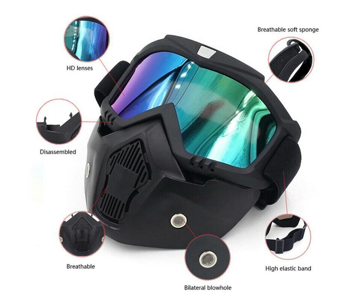 Full Face Safety Mask with Detachable Goggles for Cycling and Scooter - Yellow Lens - Zoom Image 1