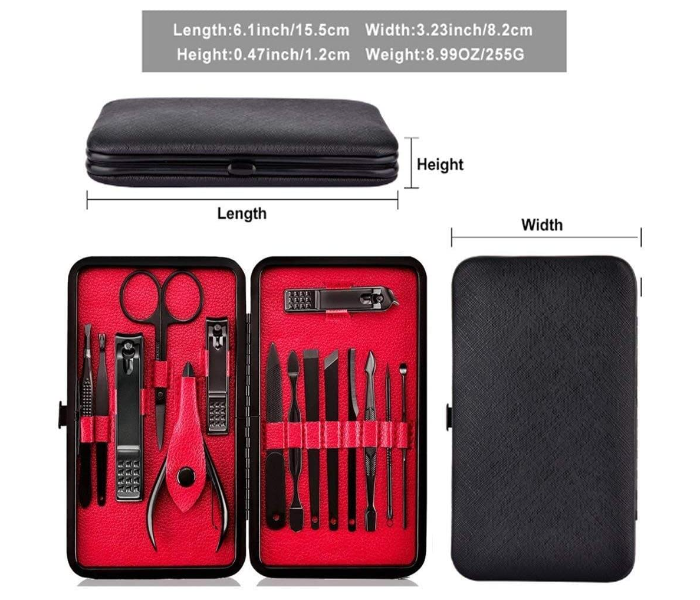 15 Pieces Manicure pedicure Nail Clipper Set - Black - Zoom Image 3