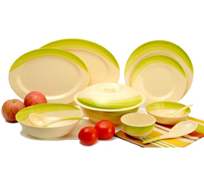 Royalford RF8101 64 Pieces Ribble Designed Melamine Ware Dinner Set - Ivory & Pista Green - Zoom Image 4