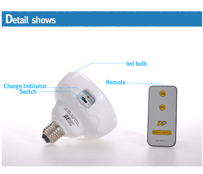 E27 Portable Rechargeable Light with Remote - White - Zoom Image 4