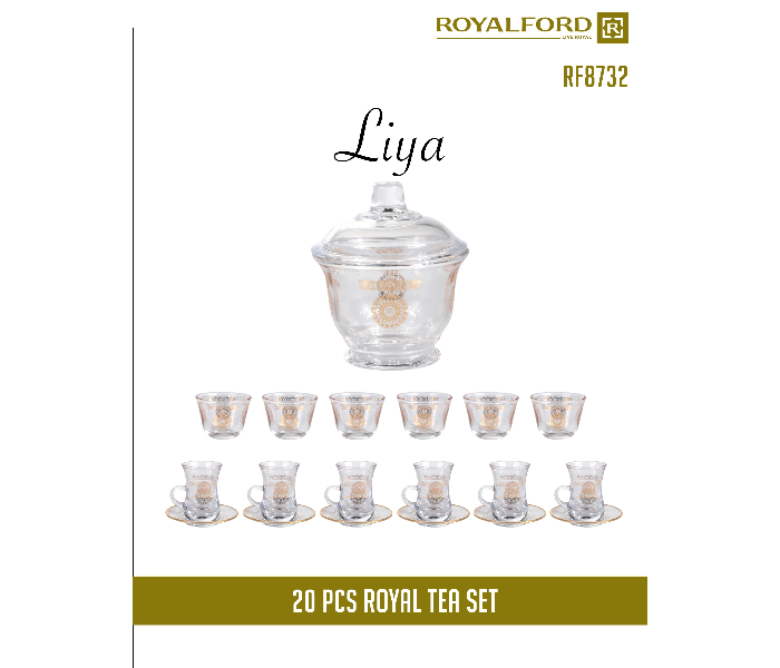 Royalford RF8732 20 Pieces Laya Royal Tea Set - Clear - Zoom Image 2