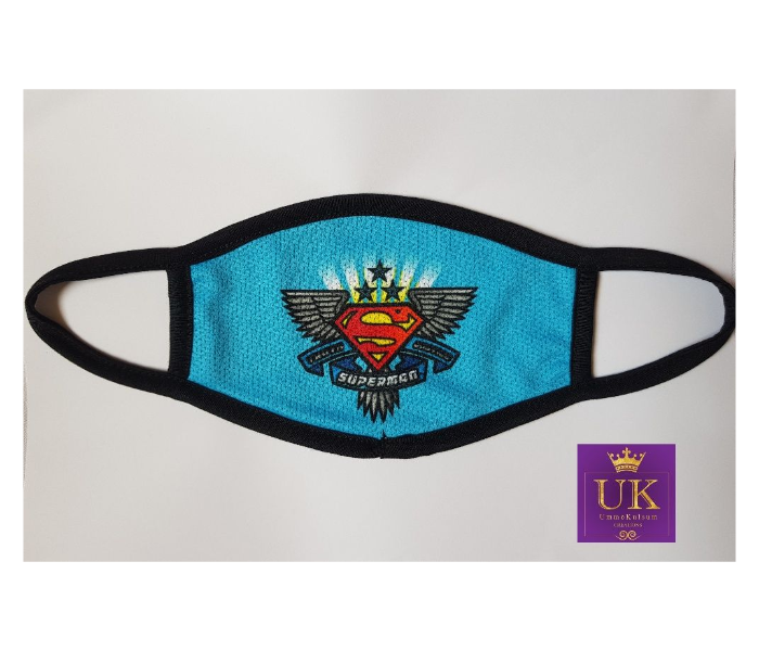 Kids Facemask With Superman Animated Character - Blue - Zoom Image