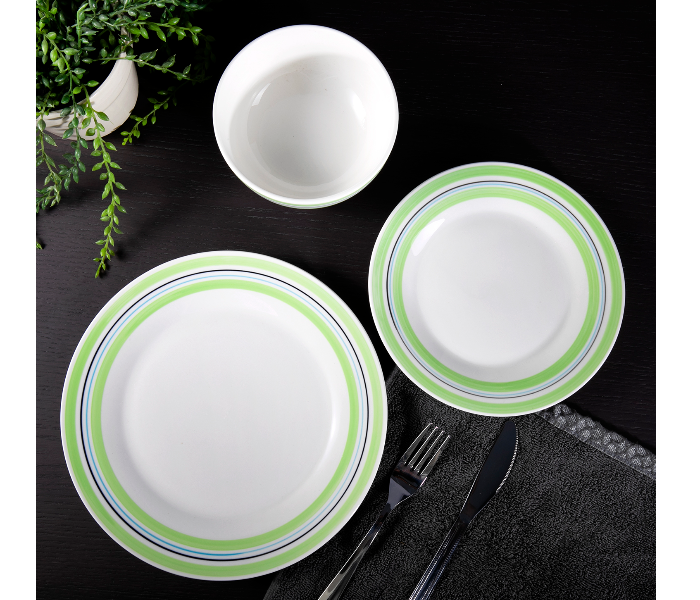 Royalford RFU9109 12 Pieces Porcelain Dinner Set - Green & White - Zoom Image 2