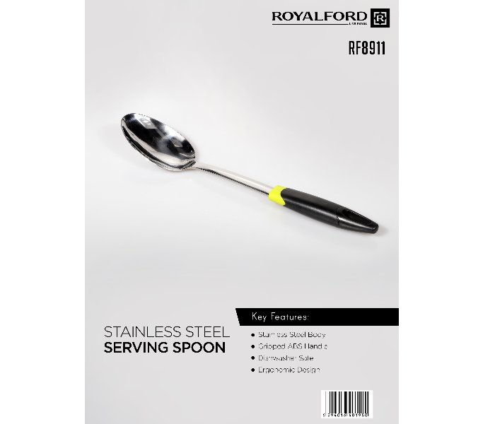 Royalford RF8911 Stainless Steel Serving Spoon with ABS Handle - Silver & Black - Zoom Image 3