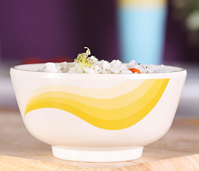 Royalford RF8048 4.5-inch Melamine Ware Super Rays Round Bowl - Ivory & Yellow - Zoom Image 2