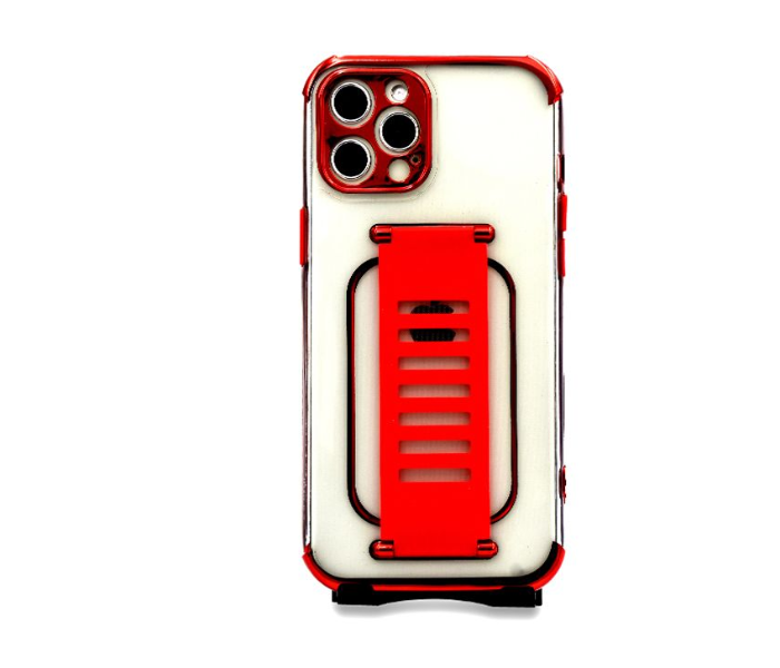 Grip2U GR-1293 Transparent Case With Finger Grip For iPhone 11 Pro - Red - Zoom Image