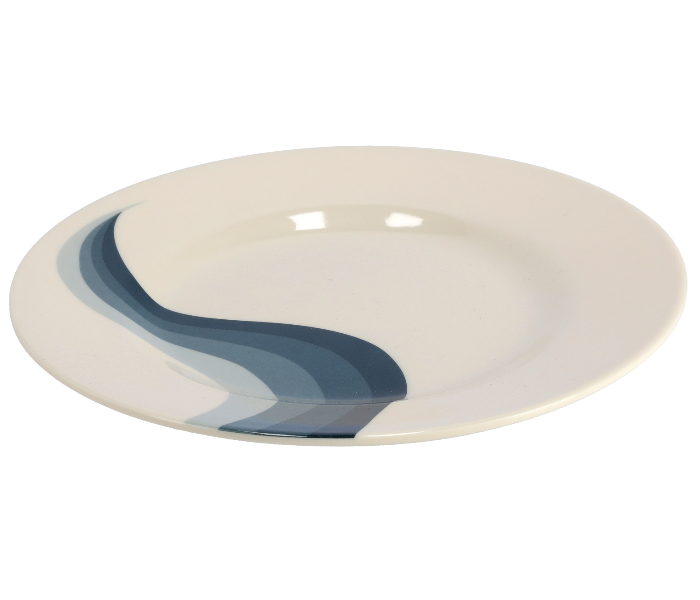 Royalford RF8025 Melamine Ware 8-inch Super Rays Flat Plate - Ivory & Blue - Zoom Image 1