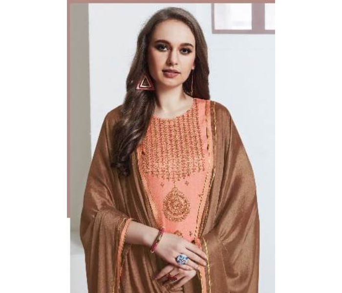 Semi Casual N1008 Party Wear Fully Stitched Silk Top Bottom and Dupatta - Orange - Zoom Image 1