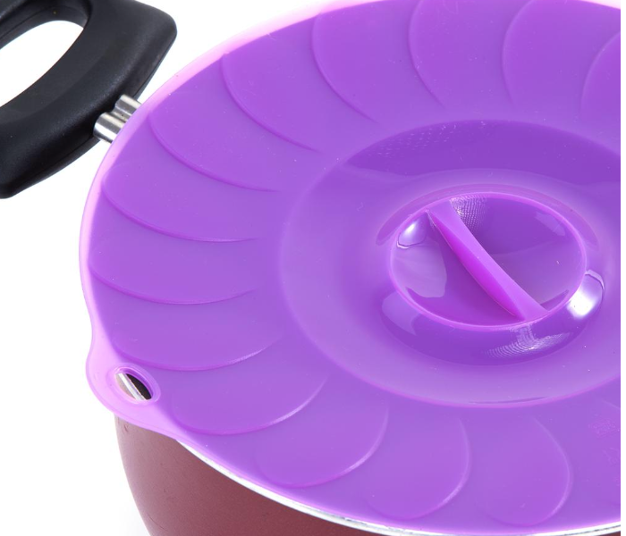 Royalford RF8675 3 Pieces Universal Silicone Lid - Pink, Yellow & Purple - Zoom Image 3