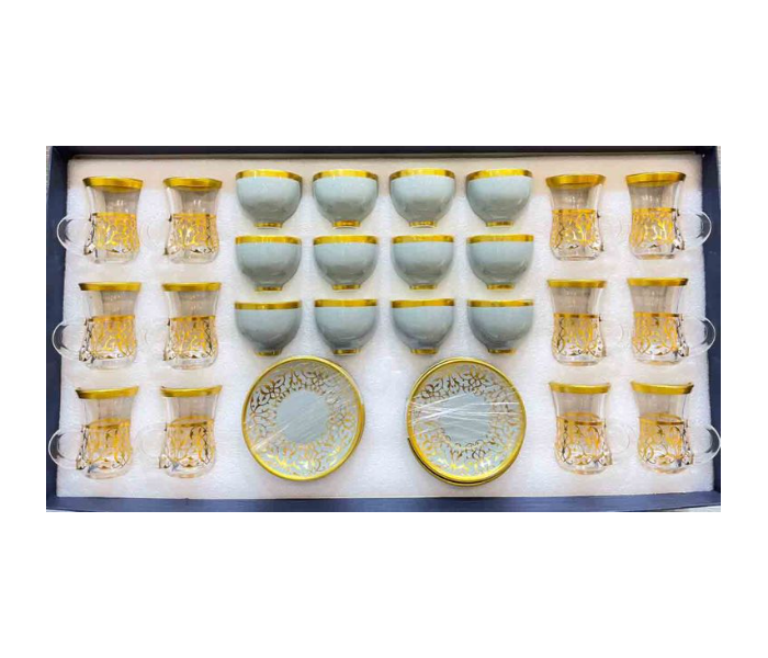 Classic Arabic 24 Pieces Set With 12 Saucers - Milky White - Zoom Image