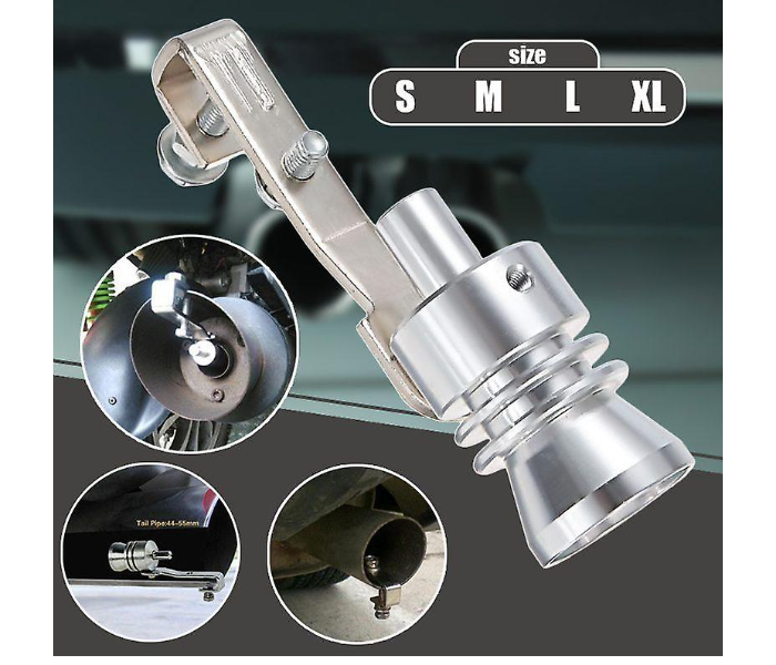 Universal Motorbike Turbo Whistle Pipe Car Exhaust Sound Muffler Medium- Silver - Zoom Image 4