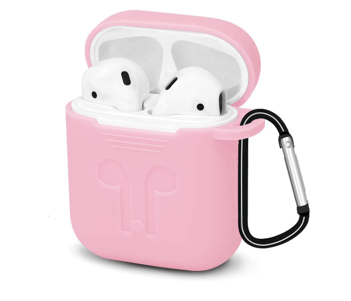 Silicone Protective Cover and Skin for Apple AirPods Charging Case with Carabiner Keychain Belt Clip – Baby Pink - Zoom Image