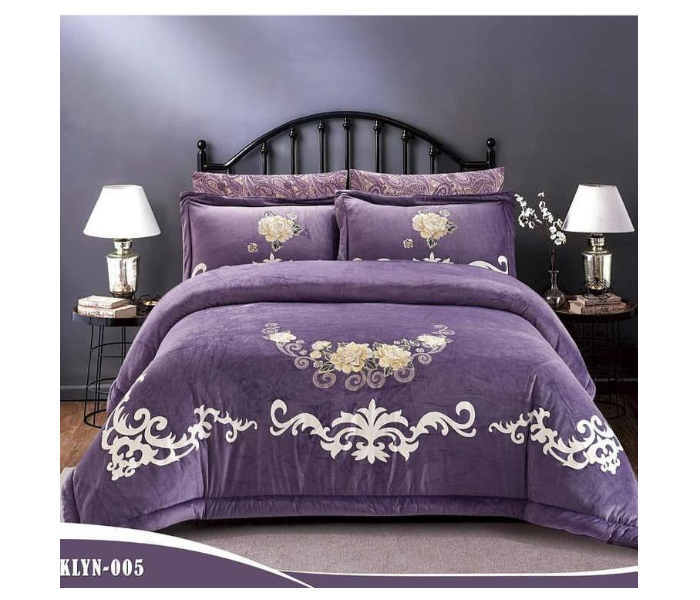 Winter Bridal Bedspread 8 Pieces Double Bed Large Stitched Filling - Purple - Zoom Image