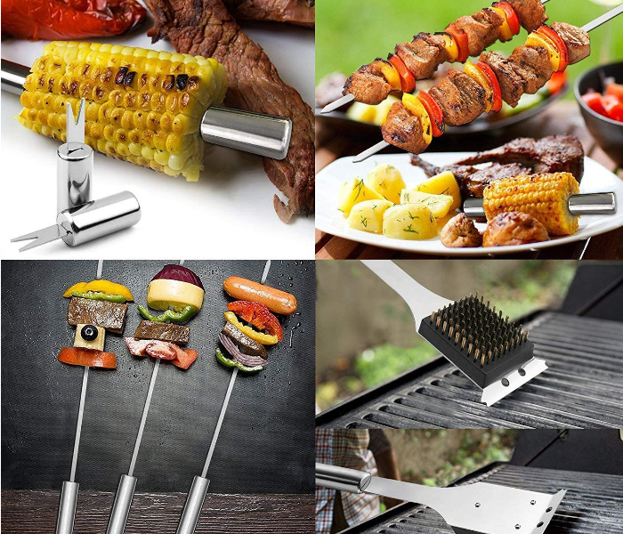 19Pcs BBQ Tools Set Portable Stainless Steel Barbecue Outdoor Indoor Grilling Utensil for Camping with Aluminium Case - Zoom Image 5