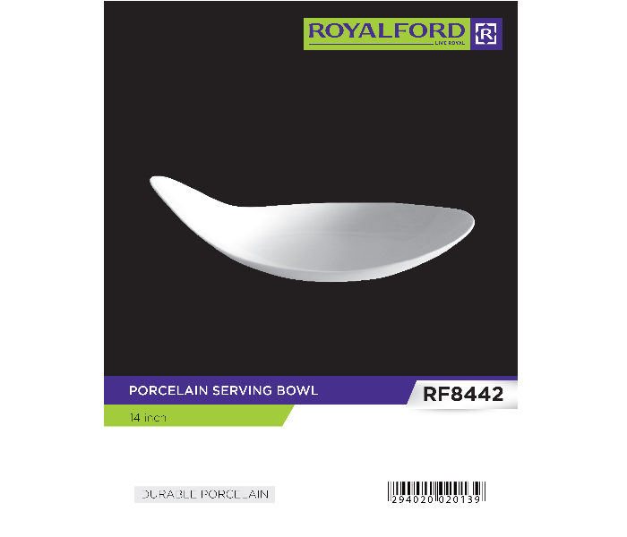 Royalford RF8442 14-inch Porcelain Serving Bowl - White - Zoom Image 2