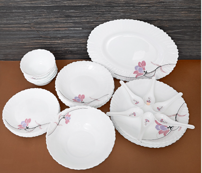 Royalford RF8986 34 Pieces Opal Ware Dinnerware Sets - White - Zoom Image 3