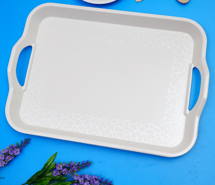 Royalford RF5064 15-inch Melamine Handle Tray - Pearl White - Zoom Image 1