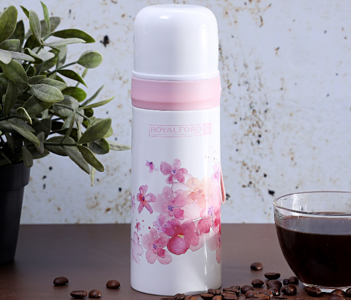 Royalford RF9259 350ml Stainless Steel Vacuum Flask - White & Pink - Zoom Image 3