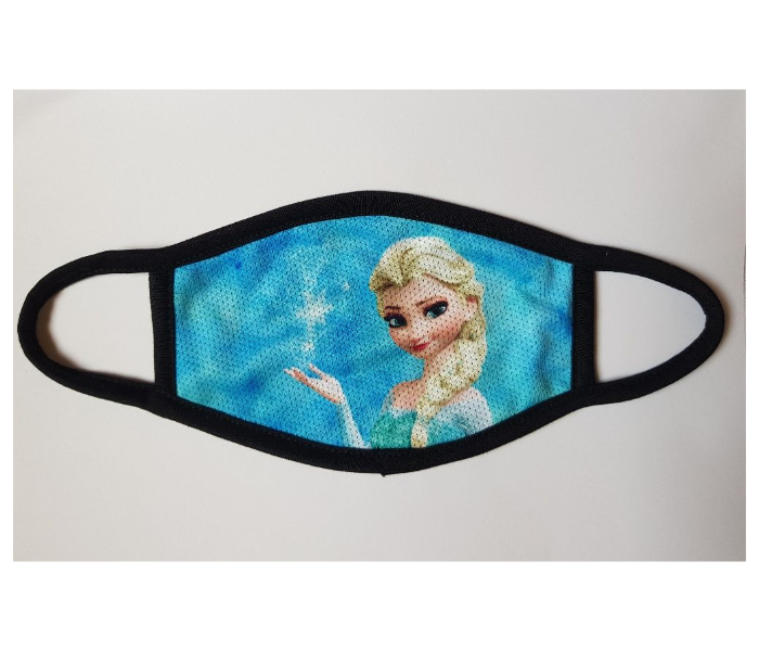 Facemask For Kids With Frozen Elsa Animated Character - Blue - Zoom Image