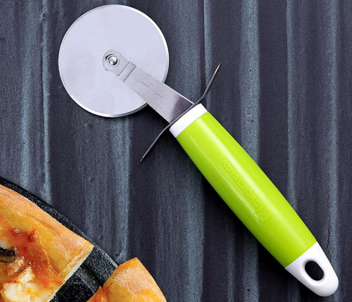 Royalford RF6309 Stainless Steel Pizza Cutter - Green & Silver - Zoom Image 1