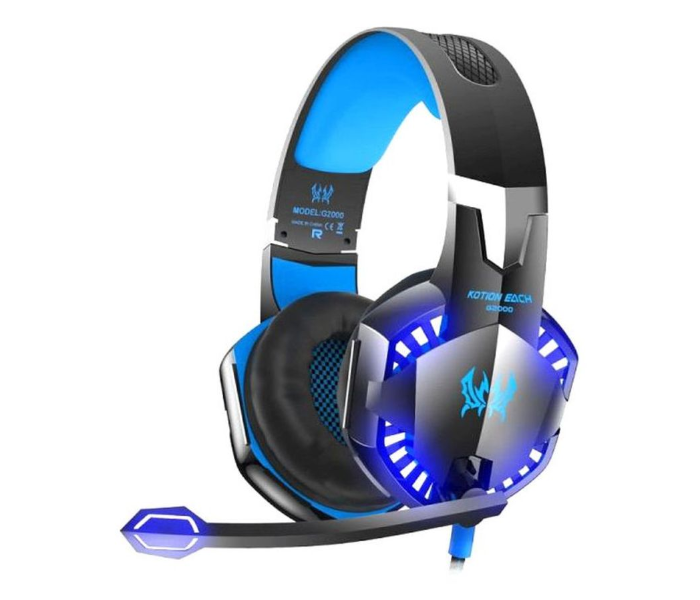 Kotion Each G2000 Over-Ear Wired Headset With Mic - Black and Blue - Zoom Image 1