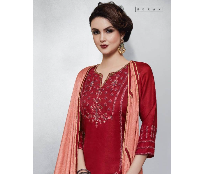 Semi Casual N1009 Party Wear Fully Stitched Silk Top Bottom and Dupatta -Maroon - Zoom Image 1