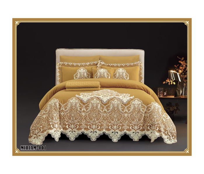 Two Piece Bridal Comforter Plain Frilly - Yellow - Zoom Image