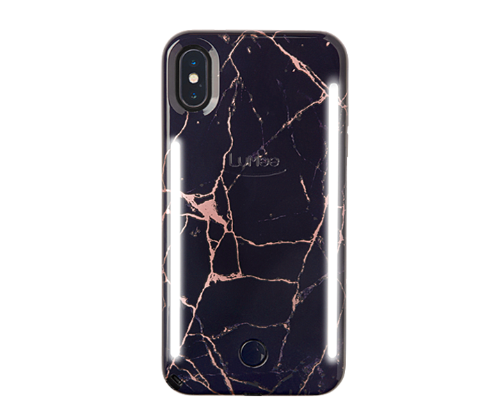 Lumee Duo for iPhone XS Max - Metallic Rose Black Marble - Zoom Image