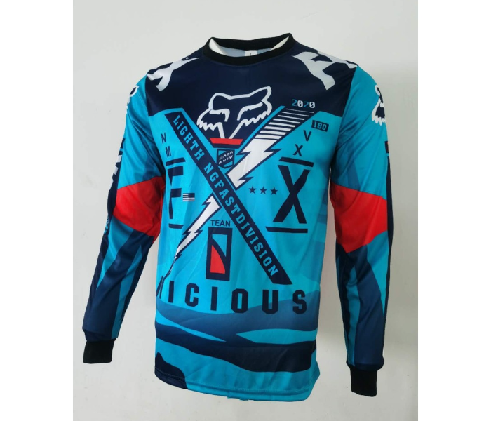 Sublimated FX1 Longsleeves Jersey DOUBLE XL for Cycling and Scooters  - Sky Blue - Zoom Image 2