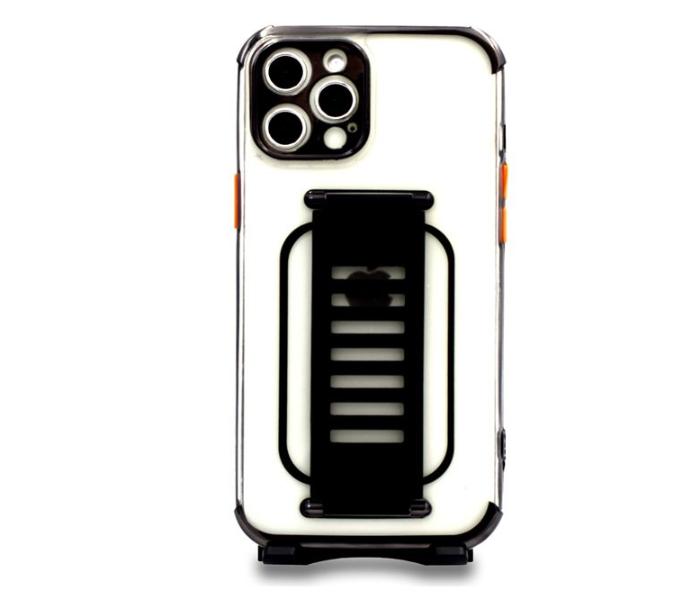 Grip2U GR-1302 Transparent Case With Finger Grip For iPhone 12 Pro - Black - Zoom Image