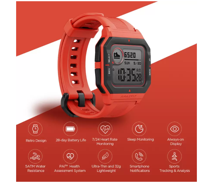 Amazfit Neo Smart Watch - Red - Zoom Image 3