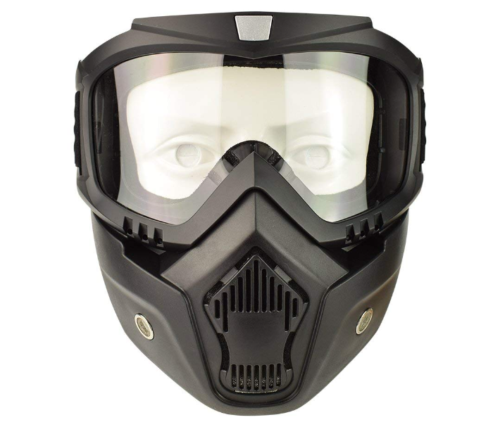 Full Face Safety Mask with Detachable Goggles for Cycling and Scooter - Clear Lens - Zoom Image 1