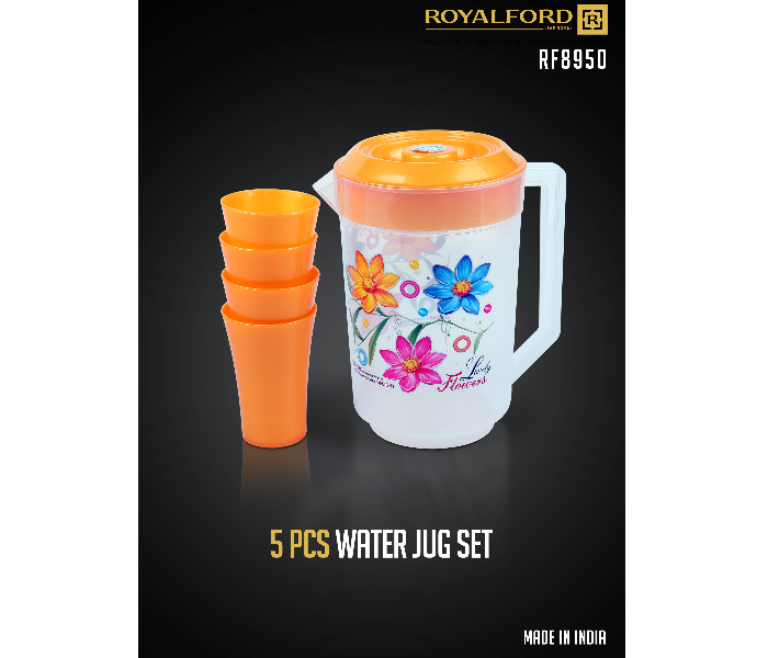 Royalford RF8950 5 Pieces Drinkware Set - Orange & Clear - Zoom Image 2