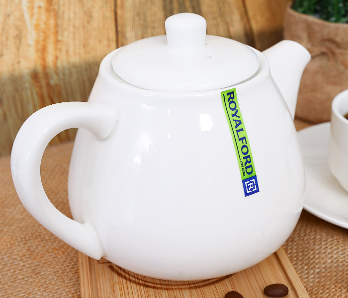 RoyalFord RF8005 3.5-inch Porcelain Magnesia Tea Pot with Lid - White - Zoom Image 2