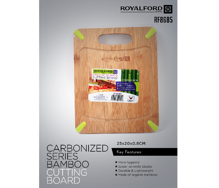 Royalford RF8685 Carbonized Organic Bamboo Cutting Board - Brown - Zoom Image 3