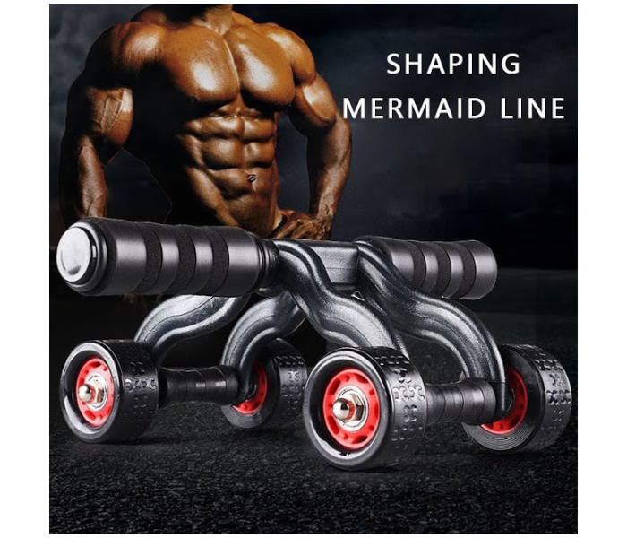 GTC Abs 4 Wheel AB Roller Abdominal Workout Fitness Exercise Equipment - Black - Zoom Image 2