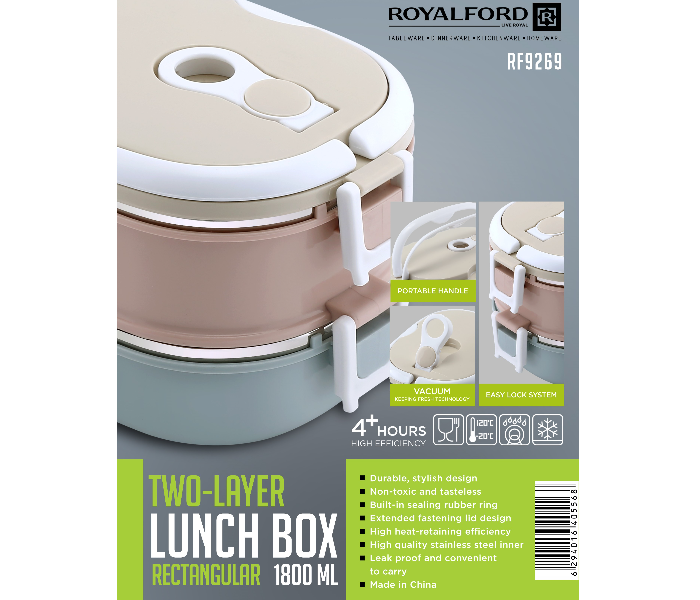 Royal Ford Double Wall Stainless Steel Lunch Box - 2 Litre