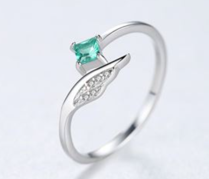 Trendy Adjustable Ring Gemstone Open Angel Wing Shape 925 Sterling Silver for Women - Zoom Image 1