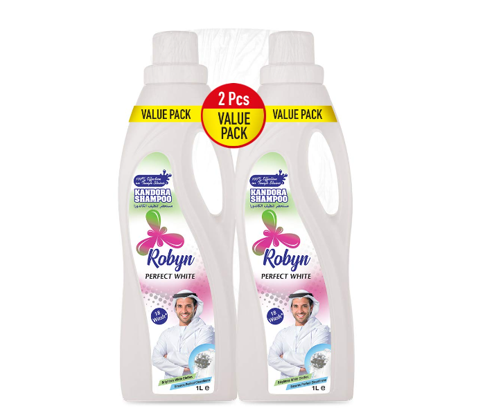 Robyn 1 Liter Pack of 2 Pefect Fresh White Kandora Shampoo Power Liquid Detergent - Zoom Image