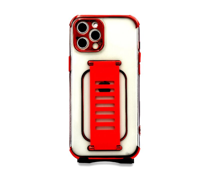 Grip2U GR-1286 Transparent Case With Finger Grip For iPhone 11 Pro Max - Red - Zoom Image