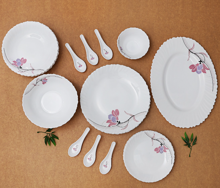 Royalford RF8986 34 Pieces Opal Ware Dinnerware Sets - White - Zoom Image 2