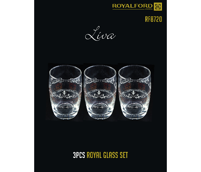 Royalford RF8720 Lira Royal Glass Set - 3 Pieces - Clear - Zoom Image 2