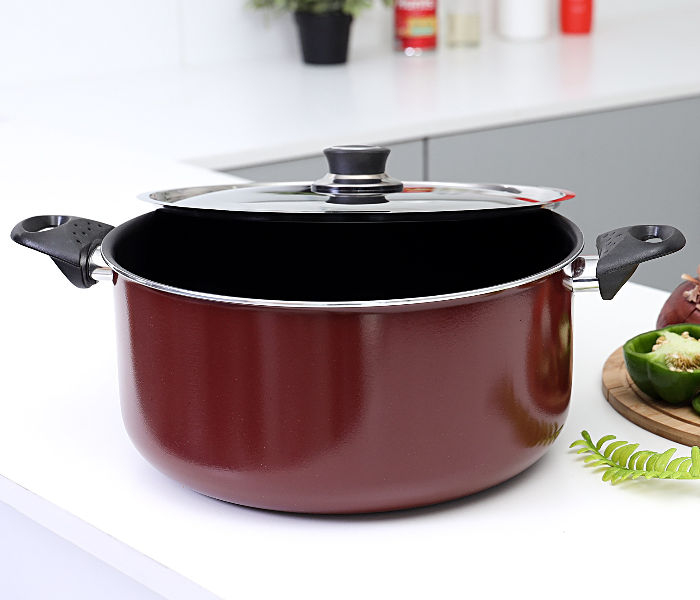 Royalford RF392C28 28 cm Non-Stick Cooking Pot - Maroon - Zoom Image 1