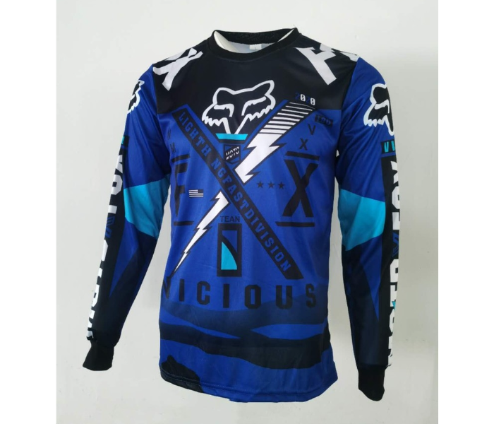 Sublimated FX1 Longsleeves Jersey LARGE for Cycling and Scooters  - Blue - Zoom Image 1